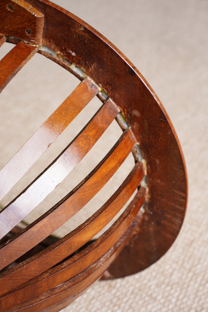 Antique Edwardian Brass and Wood Slatted Planter
