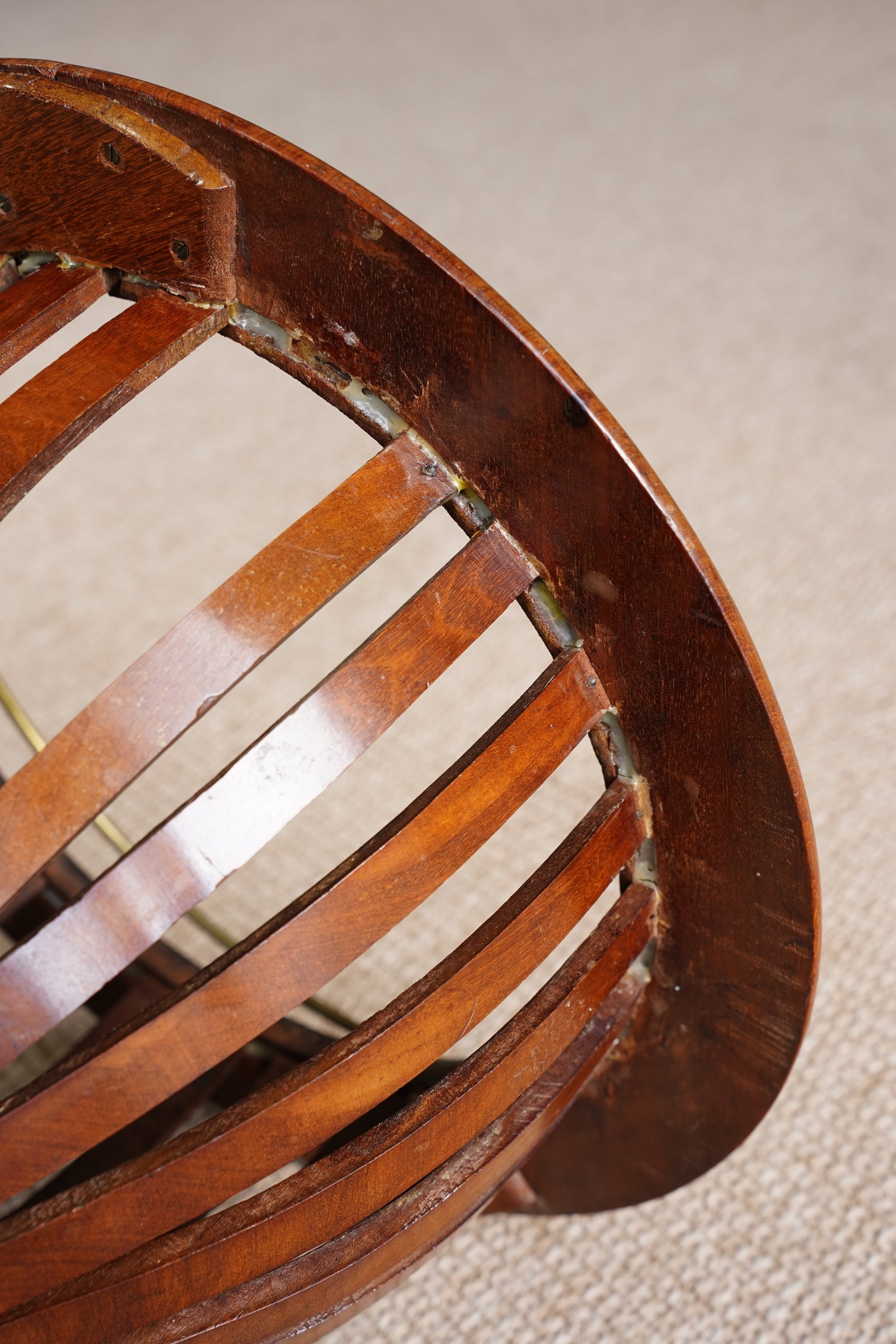 Antique Edwardian Brass and Wood Slatted Planter