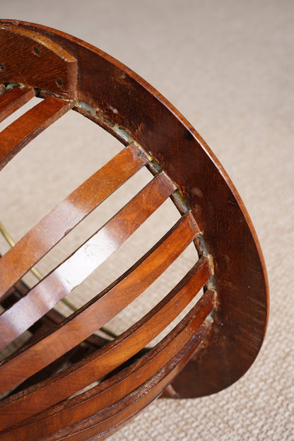 Antique Edwardian Brass and Wood Slatted Planter