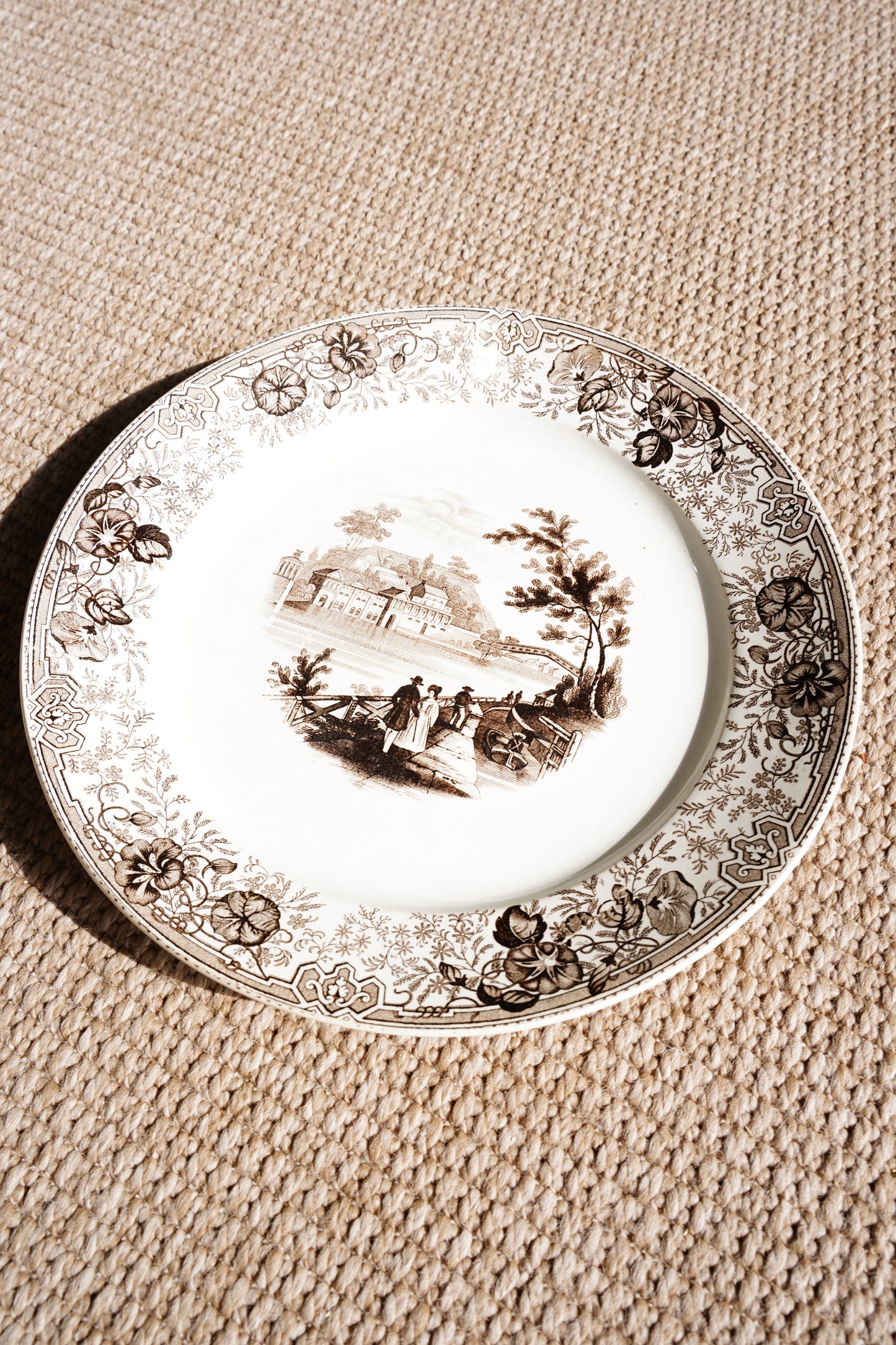 Antique Staffordshire Brown Transferware Plate
