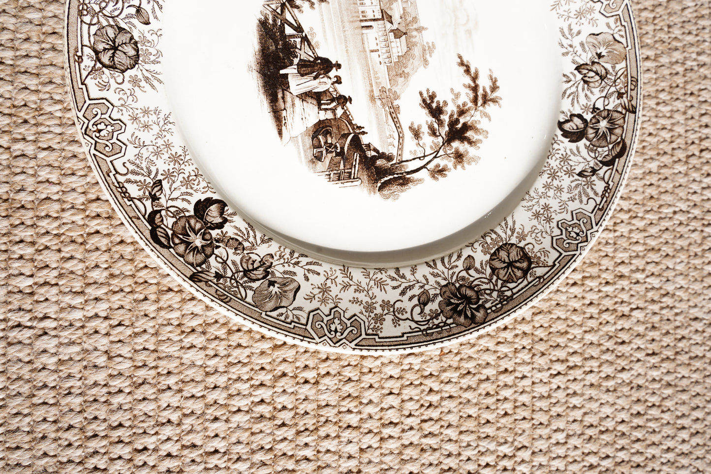 Antique Staffordshire Brown Transferware Plate