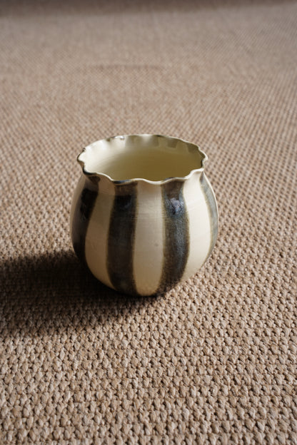 Contemporary Handmade Ceramic Vase, Striped Glaze