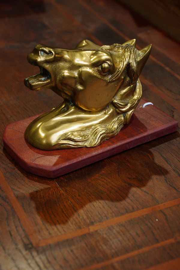 Vintage Cast Brass Horse Head Wall Plaque secondary view