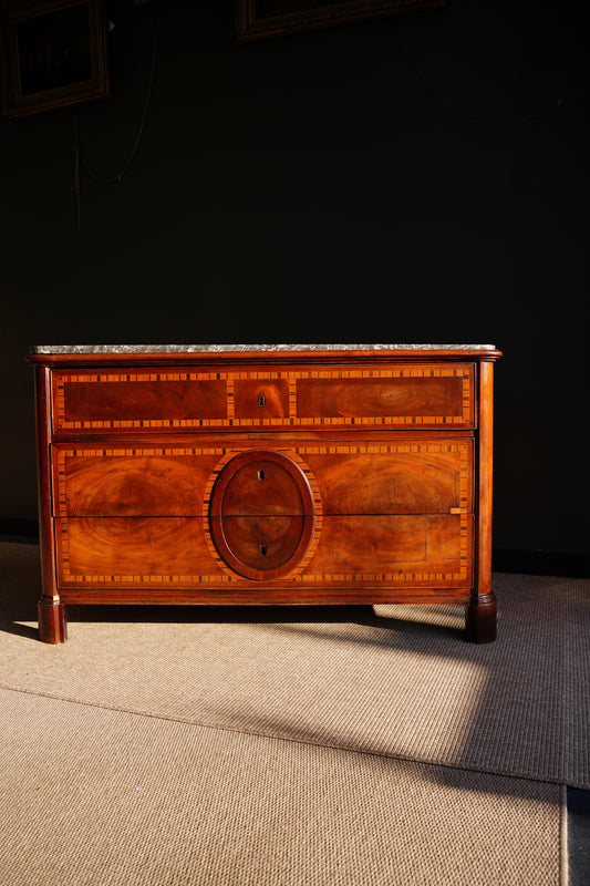 Antique French Mahogany Marble Top Commode