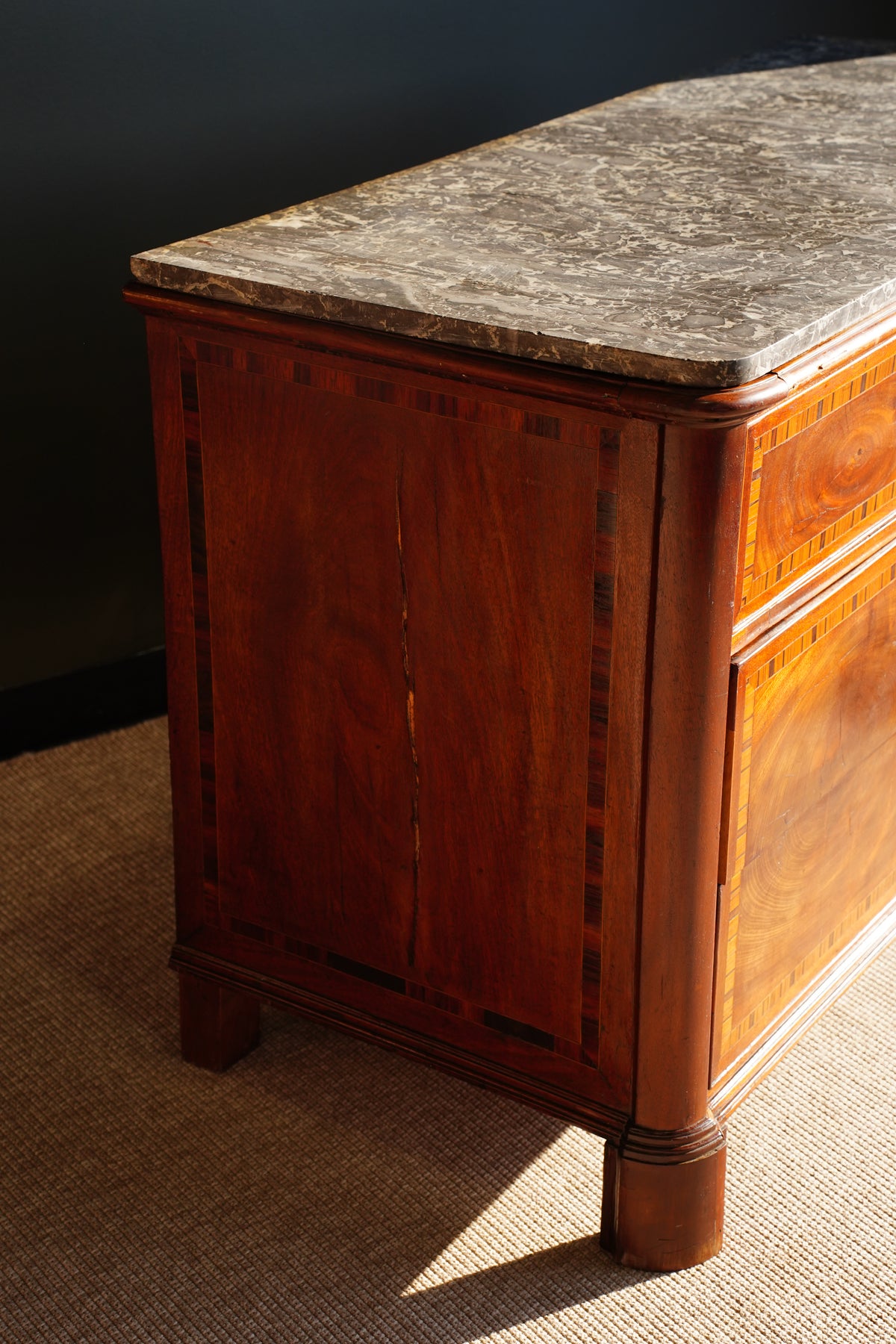 Antique French Louis XVI Mahogany Marble Top Commode