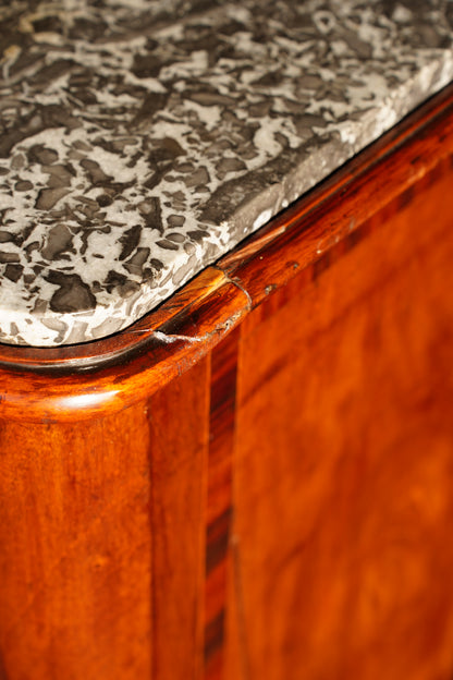 Antique French Louis XVI Mahogany Marble Top Commode