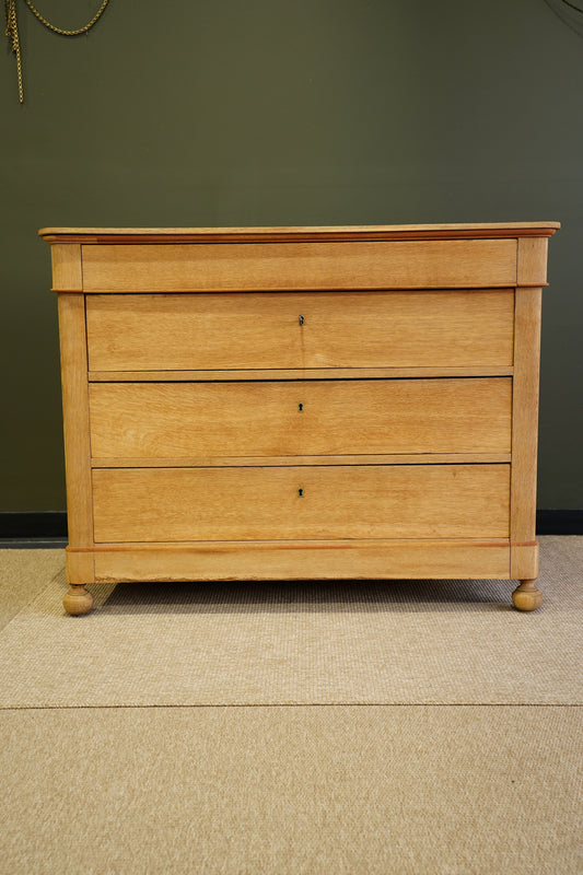 Vintage French Sandblasted Oak Commode