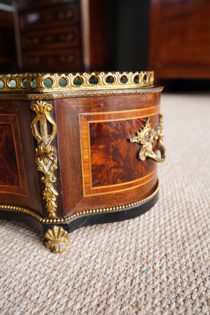 Antique French Louis XV Revival Burl Walnut Jardiniere Planter