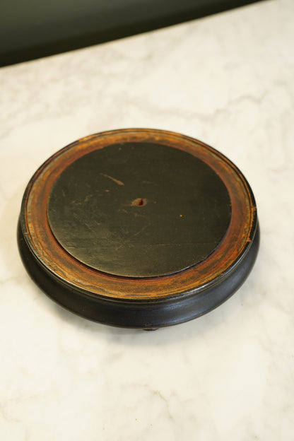 Antique French Ebonized Wood Display Riser Footed Stand, Small Round