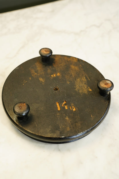 Antique French Ebonized Wood Display Riser Footed Stand, Small Round