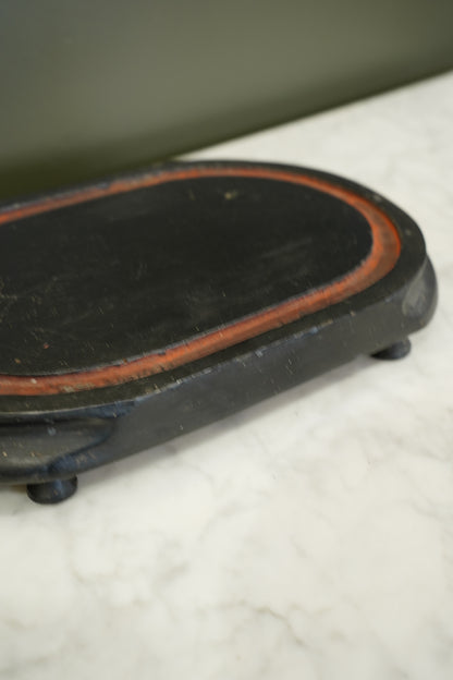 Antique Ebonized Oval Plinth Display Stand Base