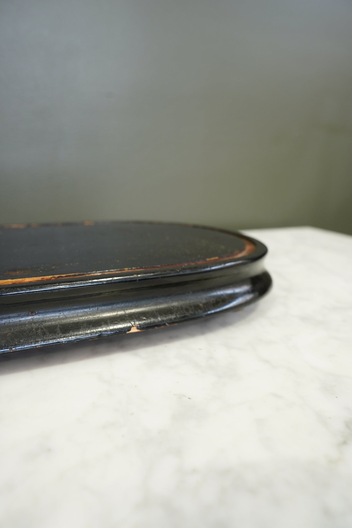 Antique French Ebonized Oval Display Stand Base