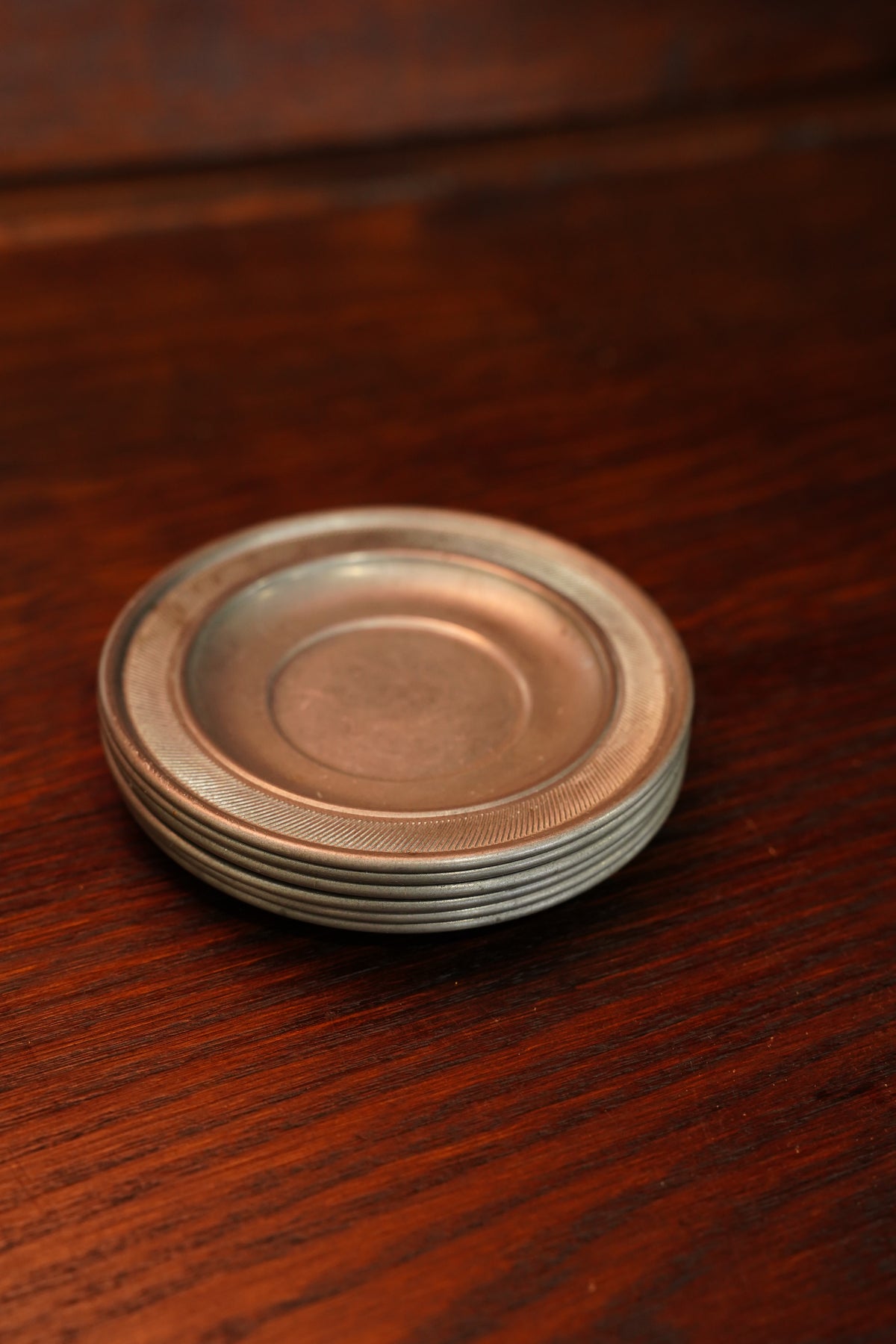 Vintage Pewter Trinket Dish with Reeded Rim