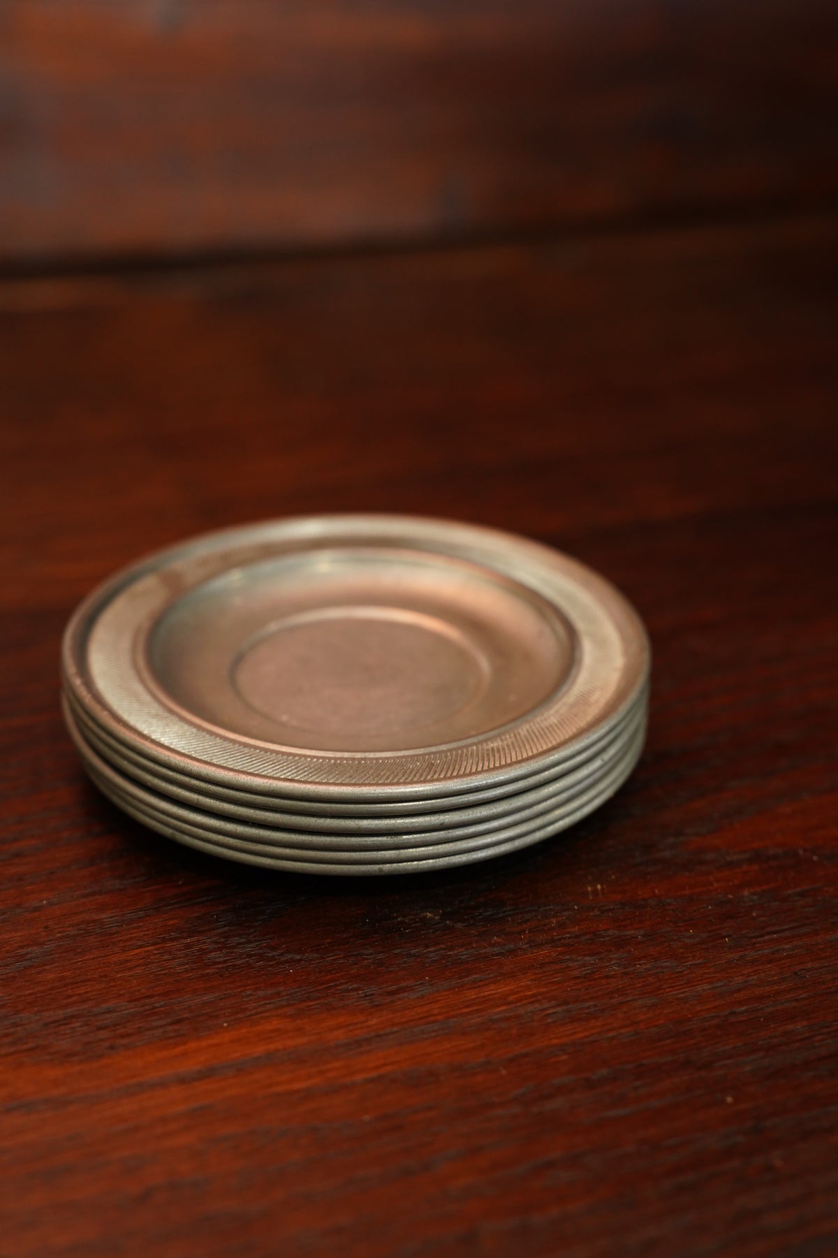 Vintage Pewter Trinket Dish with Reeded Rim