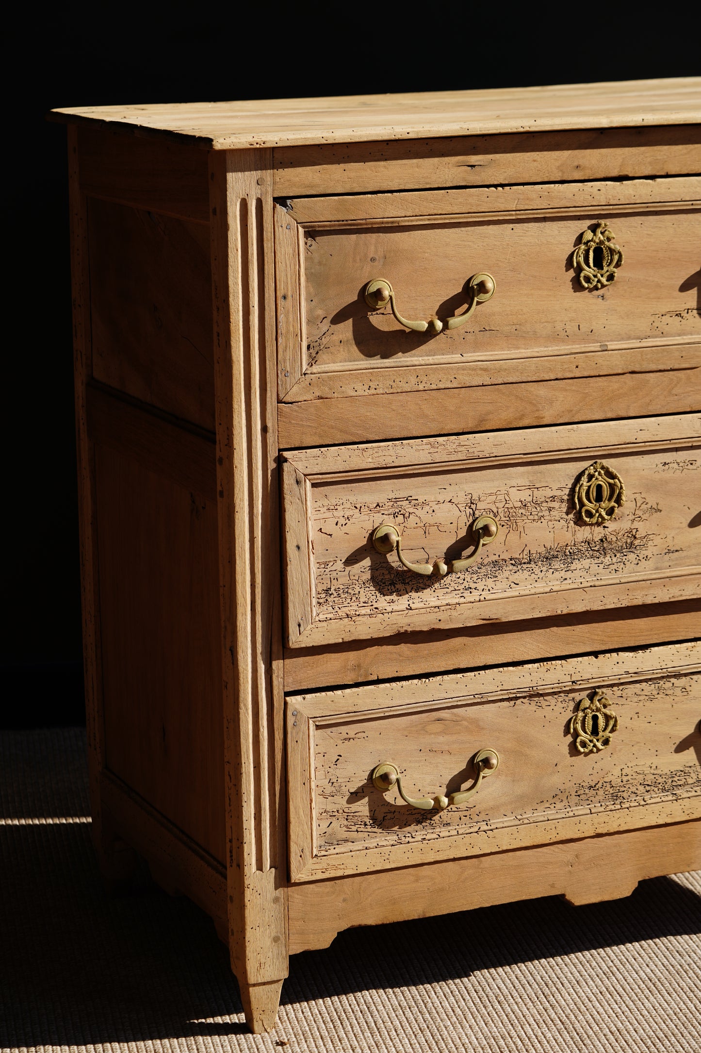 Antique French Sandblasted Walnut Commode