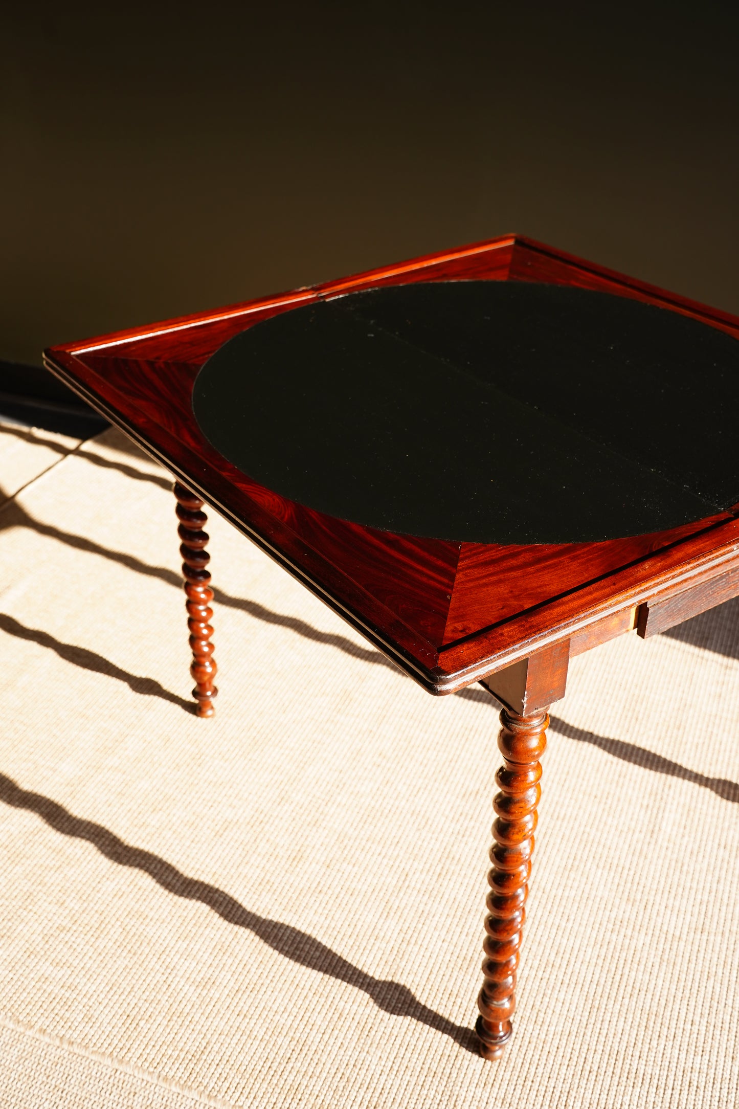 Antique English Mahogany Barley Twist Games Table