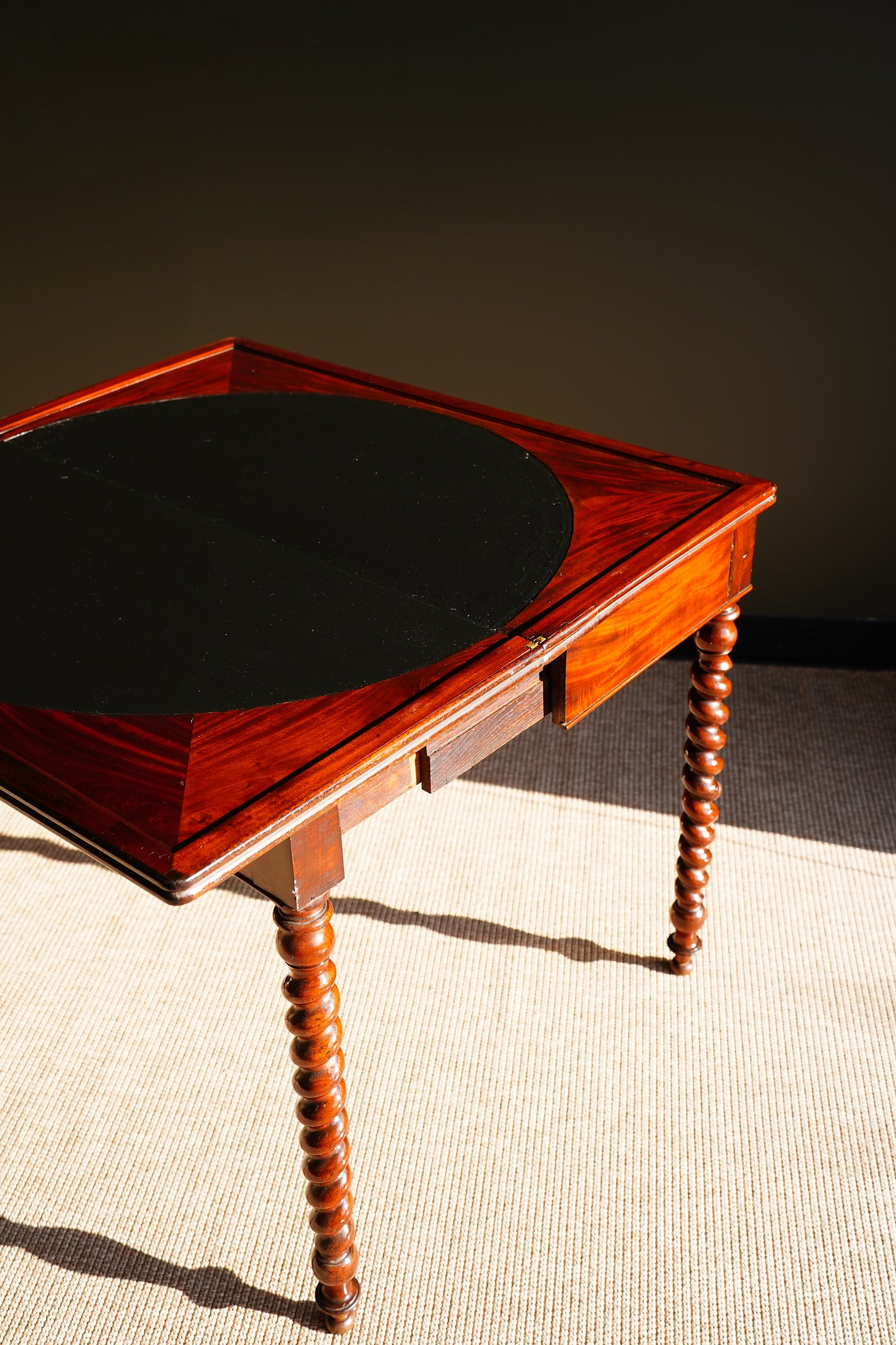 Antique English Mahogany Barley Twist Games Table