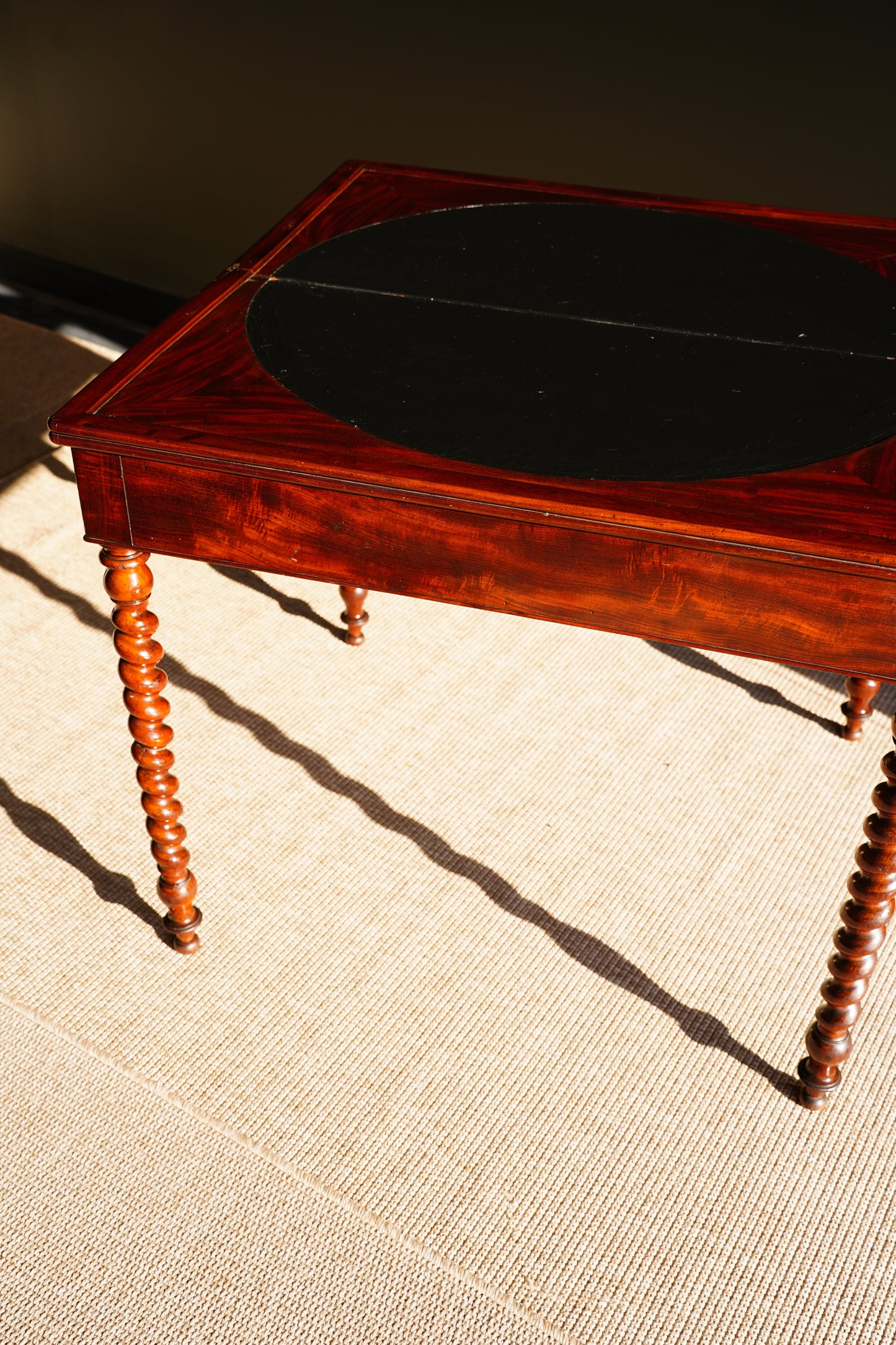 Antique English Mahogany Barley Twist Games Table