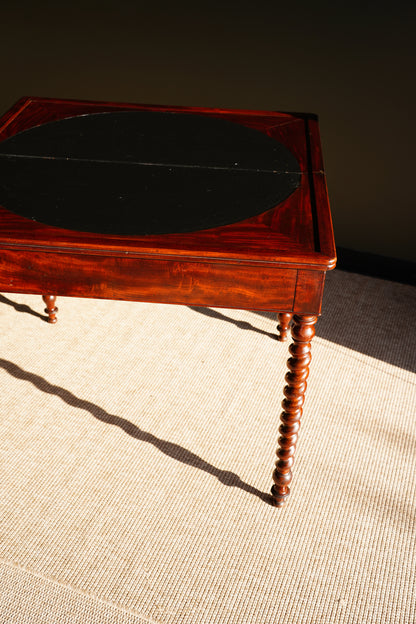 Antique English Mahogany Barley Twist Games Table