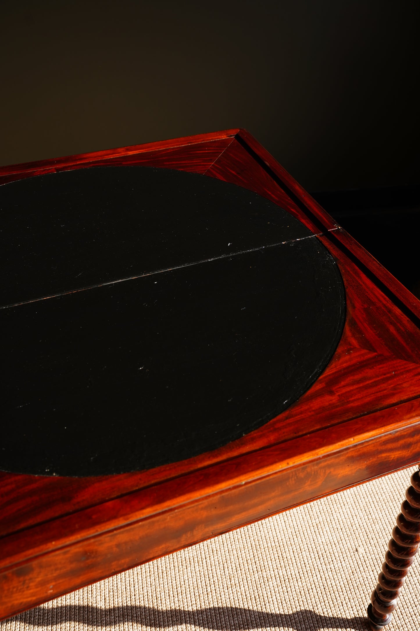 Antique English Mahogany Barley Twist Games Table