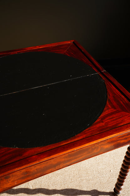 Antique English Mahogany Barley Twist Games Table