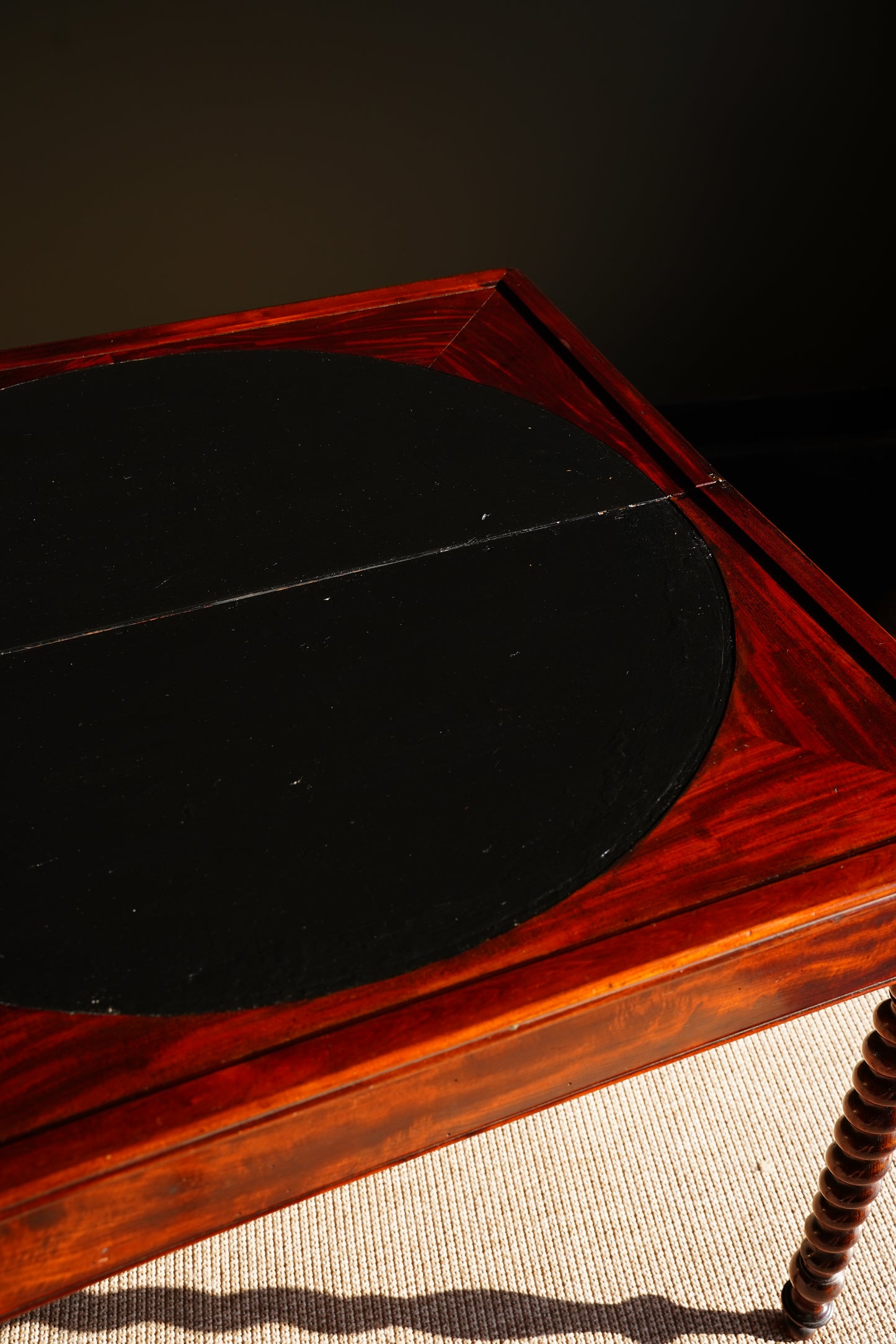 Antique English Mahogany Barley Twist Games Table