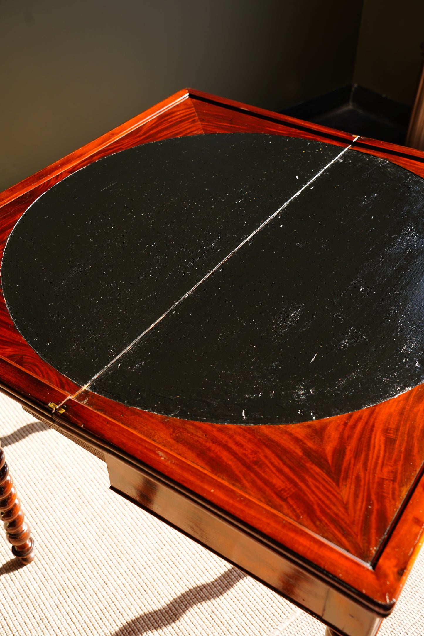 Antique English Mahogany Barley Twist Games Table