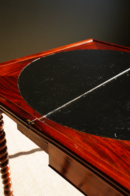 Antique English Mahogany Barley Twist Games Table
