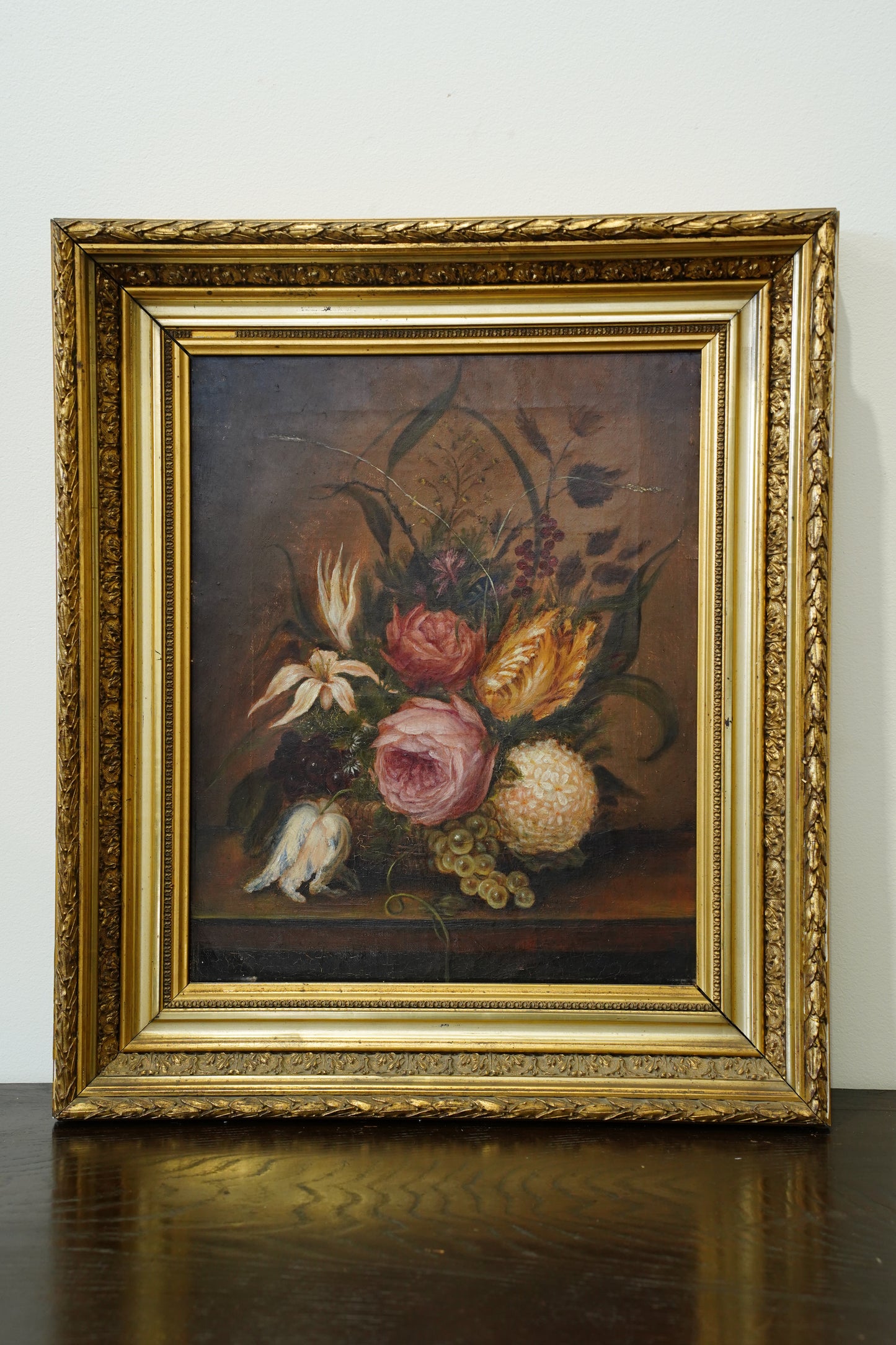 Antique Flower Still Life Oil Painting