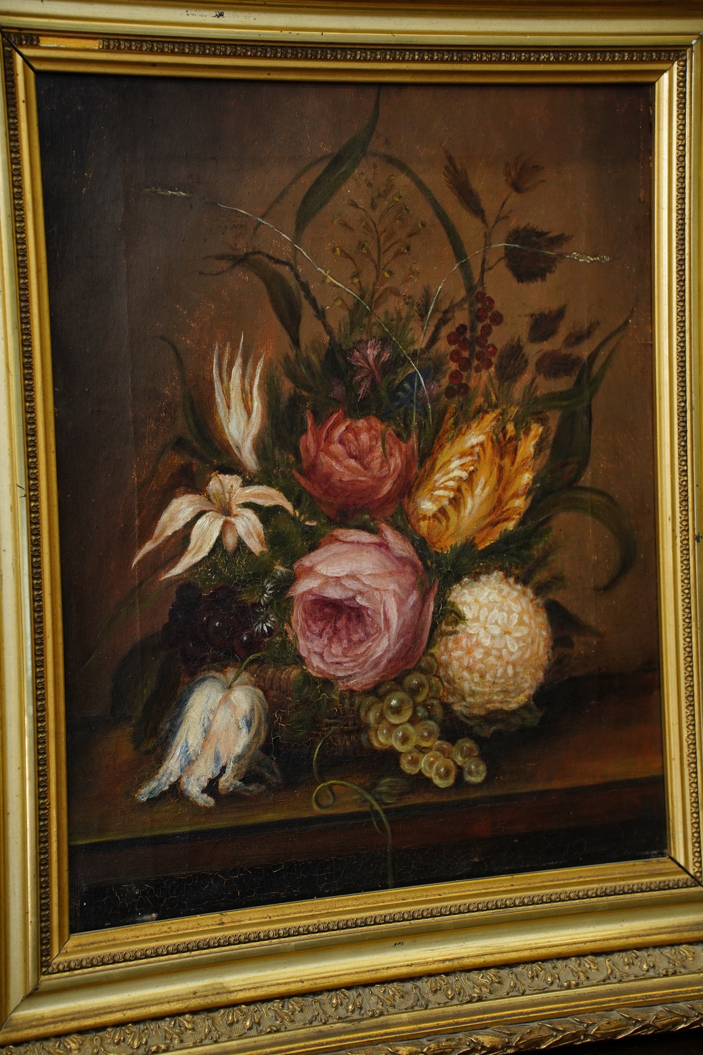 Antique Flower Still Life Oil Painting