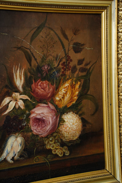 Antique Flower Still Life Oil Painting