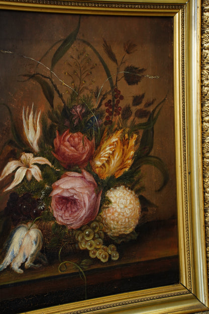 Antique Flower Still Life Oil Painting