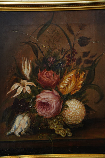 Antique Flower Still Life Oil Painting
