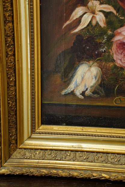 Antique Flower Still Life Oil Painting