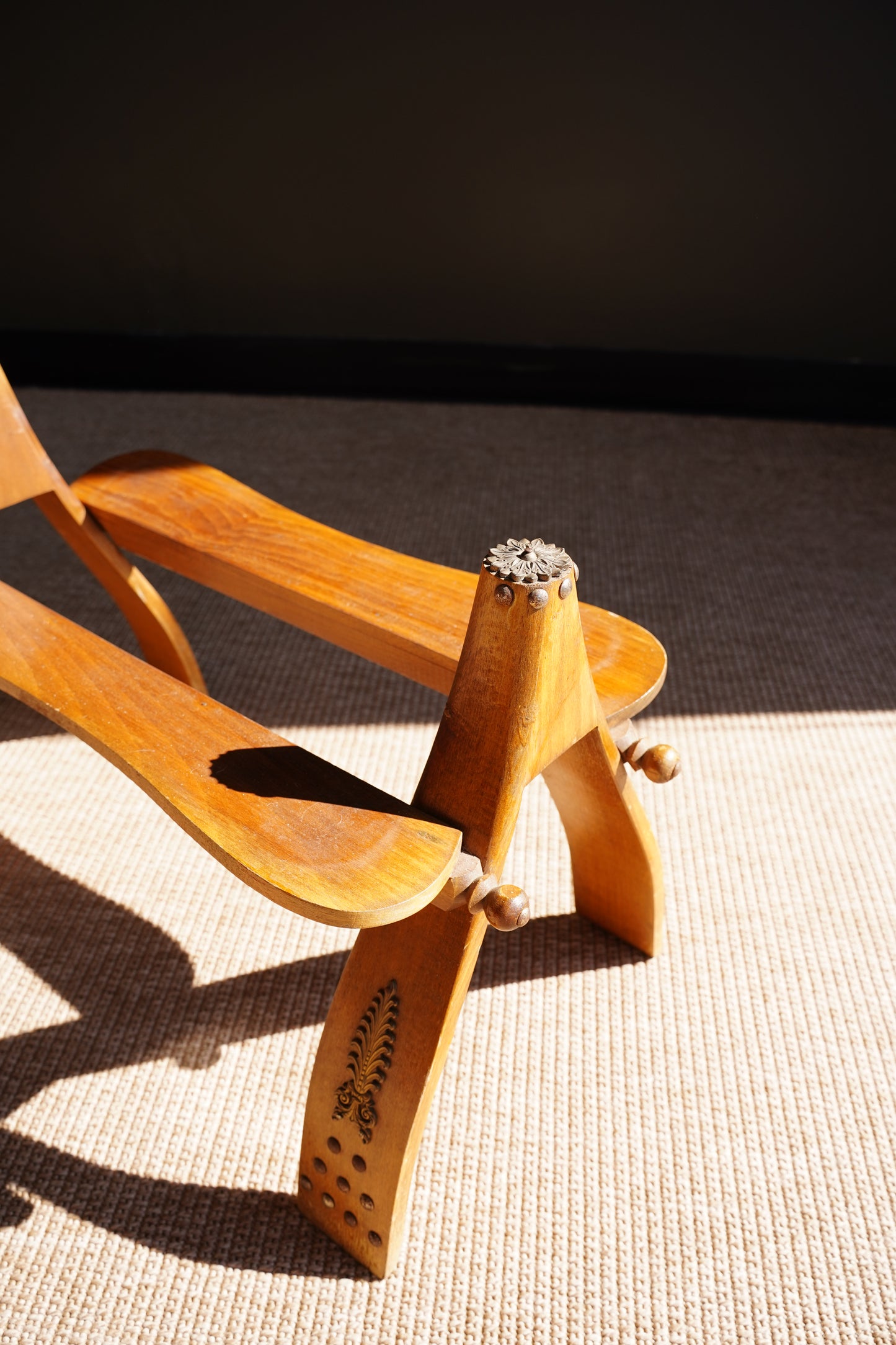 Vintage Cowhide Camel Saddle Stool, Circa 1960s