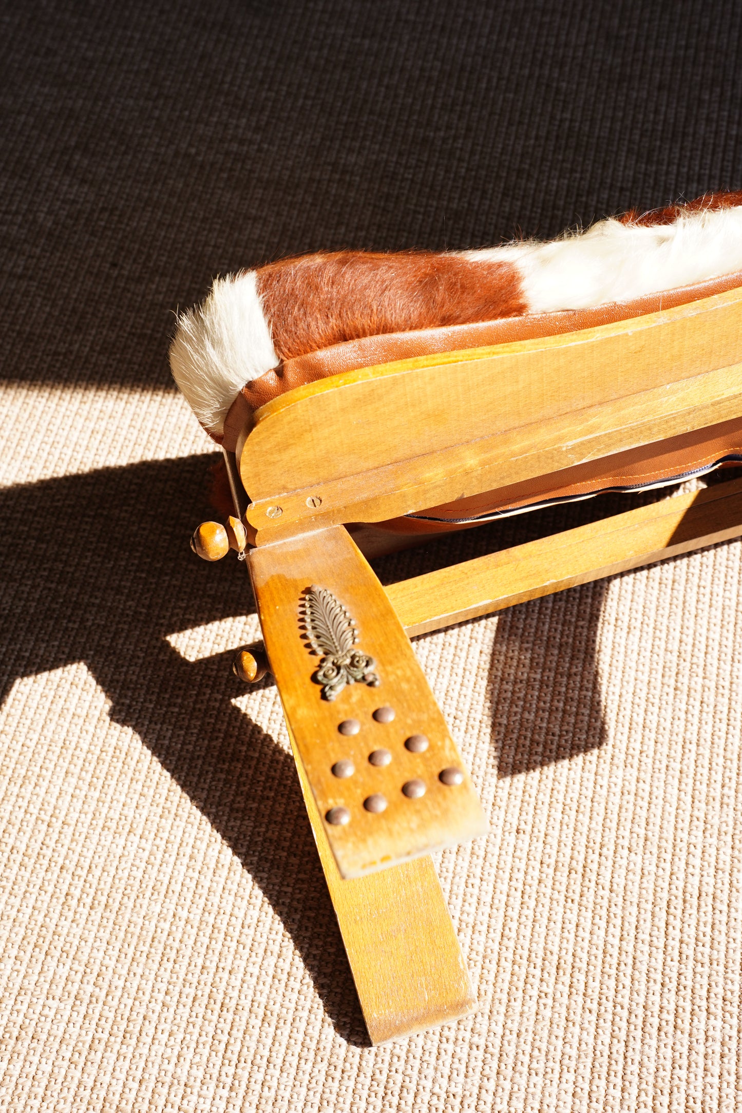 Vintage Cowhide Camel Saddle Stool, Circa 1960s