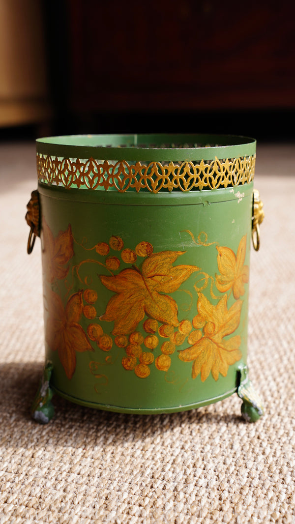 Vintage Hand-Painted Tole Planter, Small