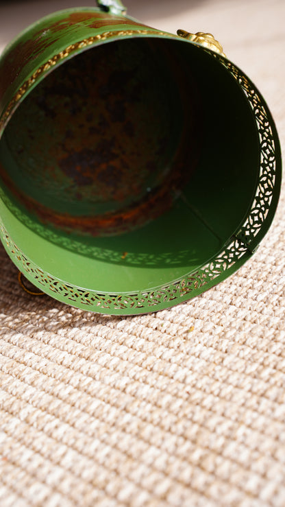 Vintage Hand-Painted Tole Planter, Small