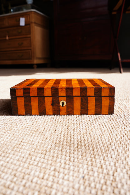Antique Victorian Rosewood & Satinwood Striped Lap Desk