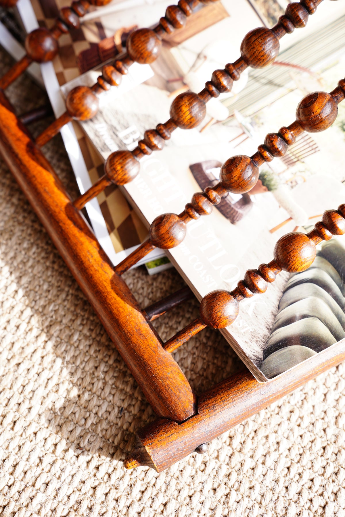 Antique Walnut Folding Wall Magazine Rack
