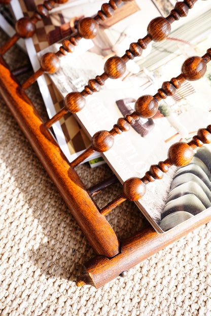Antique Walnut Folding Wall Magazine Rack