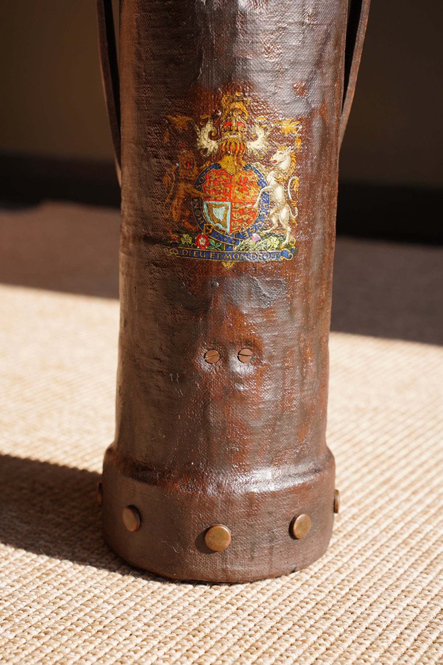 Antique English Leather Cordite Carrier