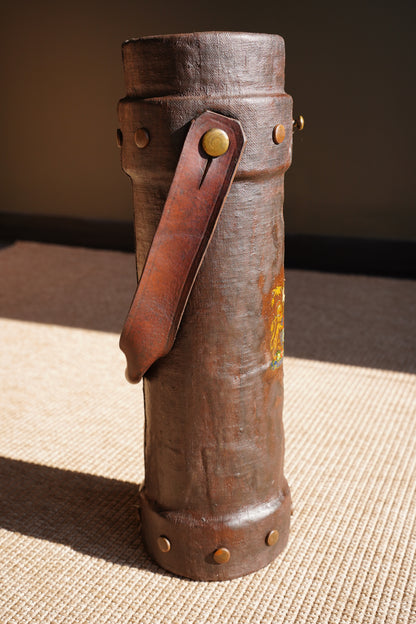 Antique English Leather Cordite Carrier