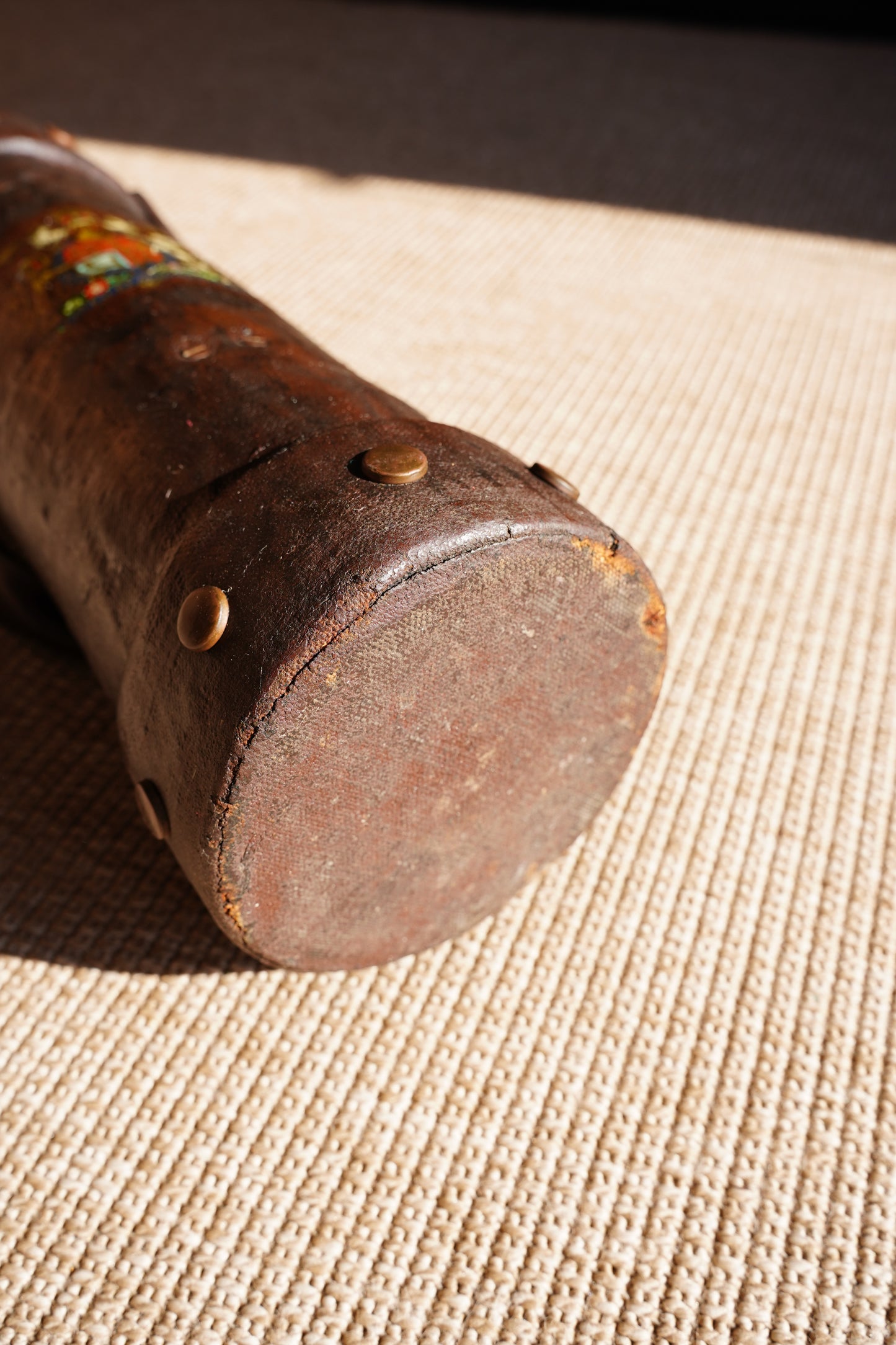Antique English Leather Cordite Carrier