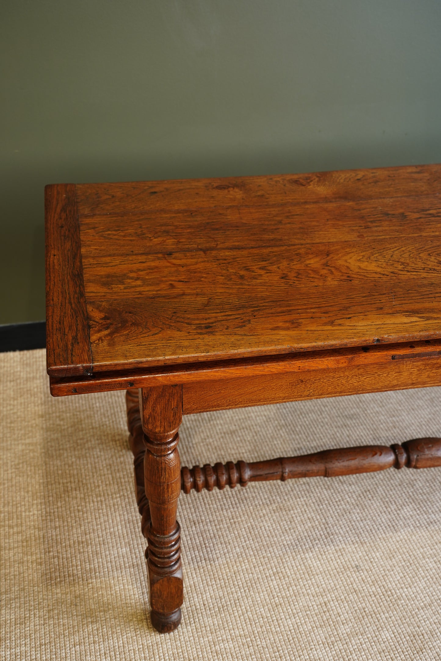 Antique Belgian Louis XIII Oak Side Table