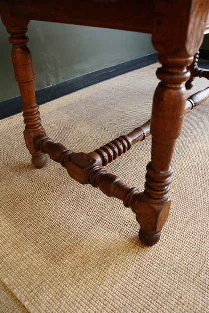 Antique Belgian Louis XIII Oak Side Table