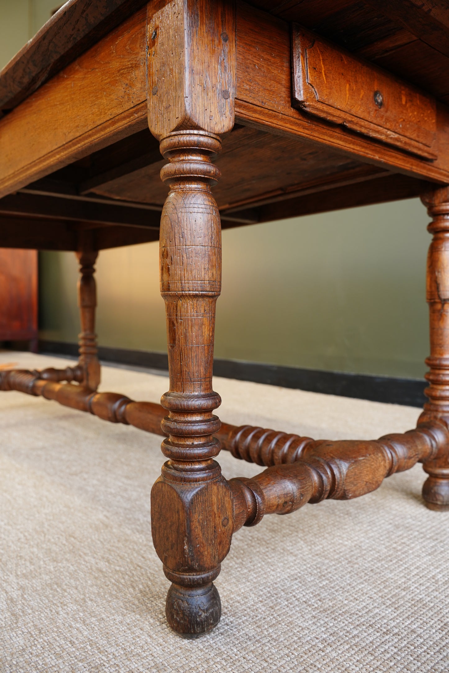 Antique Belgian Louis XIII Oak Side Table