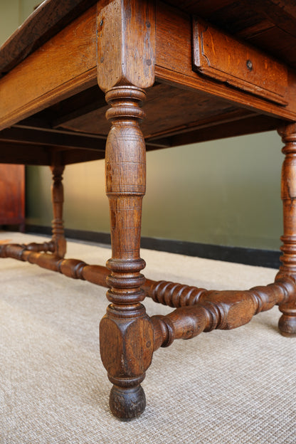 Antique Belgian Louis XIII Oak Side Table