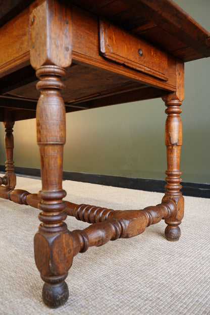 Antique Belgian Louis XIII Oak Side Table