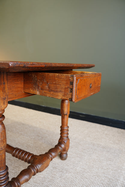 Antique Belgian Louis XIII Oak Side Table
